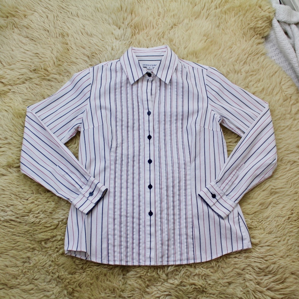 Pendleton Women's Button Up White Shirt Size 8